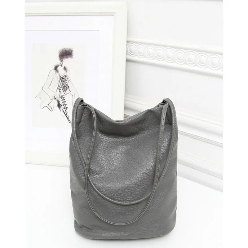 Women'S Soft Leather Handbag High Quality Women Shoulder Bag Luxury Brand Tassel Bucket Bag Fashion Women'S Handbags